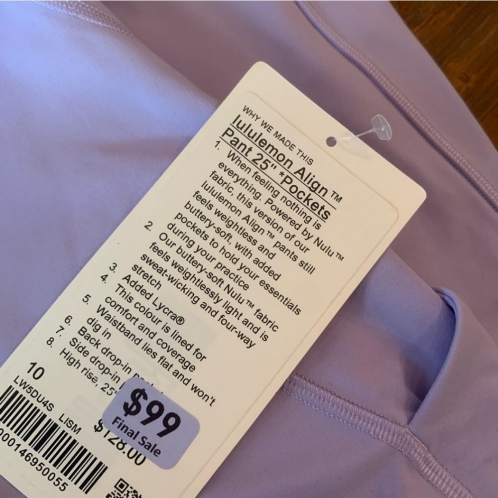 Lululemon Align High Rise Pant with pockets 25" size 10 (NWOT) - Picture 4 of 4